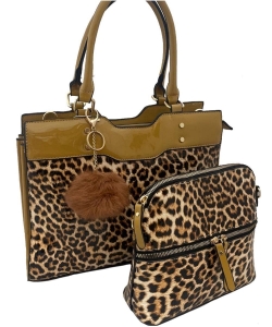 2 In 1 Leopard Print Tote Bag BC-716511 BEIGE